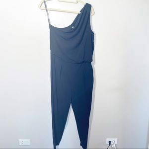 Halston Heritage Black One Shoulder Jumpsuit size 8